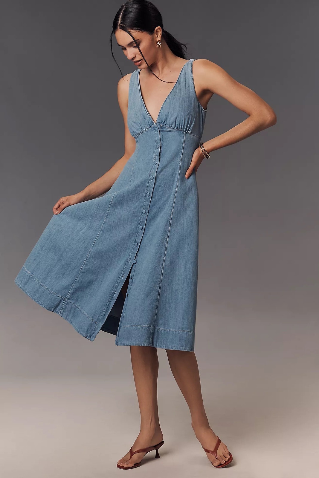 Sz 4 Reformation Sebastien Denim Midi Dress Savannah Nwt